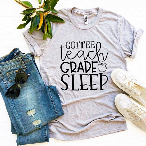 Coffee Teach Grade Sleep T-shirt - Image 4