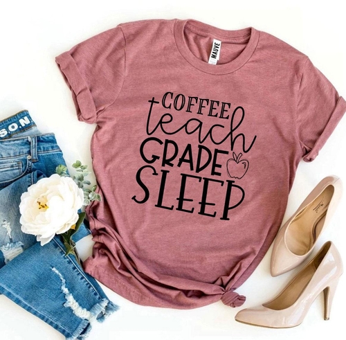 Coffee Teach Grade Sleep T-shirt - Image 5