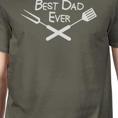 Best Bbq Dad Mens Dark Grey Round Neck Tee Fathers - Image 2