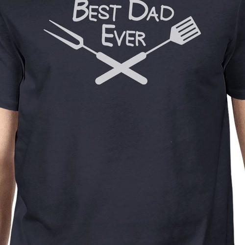 Best Bbq Dad Mens Navy Cotton Tee Unique Fathers - Image 2