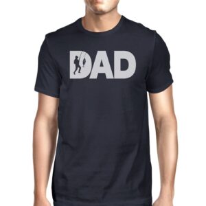 Dad Fish Navy Cotton T-shirt For Men Birthday