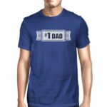 #1 Dad Mens Blue Cotton T-Shirt Vintage Design