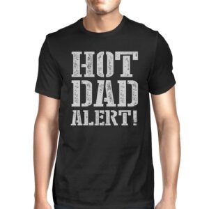 Hot Dad Alert Men's Black Cotton T-Shirt Funny