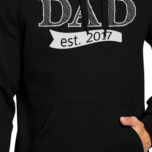 Dad Est 2017 Unisex Black Unique Graphic Hoodie - Image 2